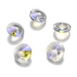 Clear Glass Charms, Faceted, Cone, Clear, 14x7mm, Hole: 1mm