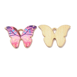 Pearl Pink Alloy Enamel Pendants, Long-Lasting Plated, Cadmium Free & Nickel Free & Lead Free, Golden, Butterfly Charm, Pearl Pink, 15.5x21.5x1.6mm, Hole: 3.5X2mm