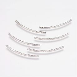 Platine Laiton perles tubulaires, courbé, platine, 35x2mm, Trou: 1mm