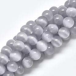 Gainsboro Cat Eye Beads Strands, Round, Gainsboro, 8mm, Hole: 1.2mm, about 50pcs/strand, 15.5 inch