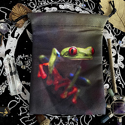 Frog Animal Print Velvet Jewelry Storage Drawstring Pouches, Rectangle Jewelry Bags, for Jewelry Storage, Frog, 18x13cm
