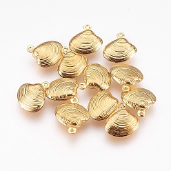 Golden 304 Stainless Steel Pendants, Shell, Golden, 14x13x4mm, Hole: 1mm