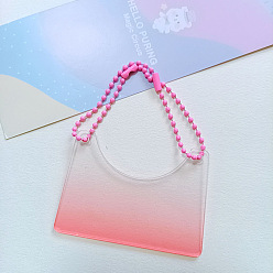 Pink Постепенный акриловый диск кулон брелок заготовки, с шаровыми цепей, сумочка, розовые, 7x4 см