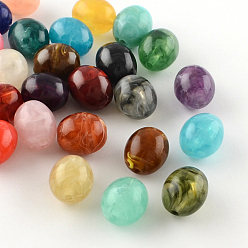 Color mezclado Granos de acrílico oval de piedras preciosas de imitación, color mezclado, 15x13 mm, Agujero: 2.5 mm, sobre 310 unidades / 500 g