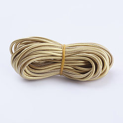Gold PU Leather Cords, for Jewelry Making, Round, Gold, 3mm, about 10yards/bundle(9.144m/bundle)