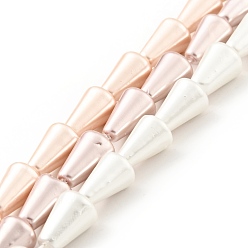 Couleur Mélangete Perles de perles de coquille galvanoplastie, polie, cône, couleur mixte, 15~17x10~10.5mm, Trou: 0.6mm, Environ 22 pcs/chapelet, 16.14 pouce (41 cm)