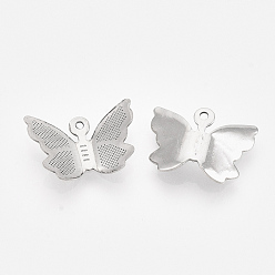 Stainless Steel Color 201 Stainless Steel Pendants, Butterfly, Stainless Steel Color, 11x15.5x3mm, Hole: 1mm