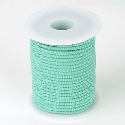Aquamarine Round Polyester Cords, Aquamarine, 3mm, about 21.87 yards(20m)/roll