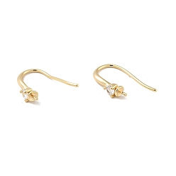 Real 14K Gold Plated Rack Plating Brass Micro Pave Cubic Zirconia Earring Hooks, for Half Drilled Beads, Long-Lasting Plated, Cadmium Free & Lead Free, Real 14K Gold Plated, 16x3mm, Pin: 0.9mm, 20 Gauge, Pin: 0.8mm(For Half Drilled Beads)