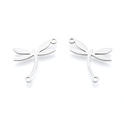 Stainless Steel Color 201 Stainless Steel Connector Charms, Dragonfly, Stainless Steel Color, 17.5x21x1mm, Hole: 1.5mm