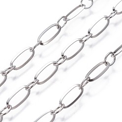 Stainless Steel Color 304 Stainless Steel Figaro Chains, Soldered, Stainless Steel Color, 5~9.5x4x0.5~0.8mm