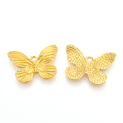 Golden Alloy Pendants, Cadmium Free & Lead Free, Butterfly Charms, Golden, 15.5x21.5x2mm, Hole: 1.6mm