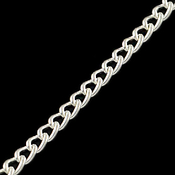 Серебро Несварные цепочки из железа, бордюрные цепи, с катушкой, серебряный цвет гальваническим, 3.3x2.1x0.6 мм, около 328.08 футов (100 м) / рулон