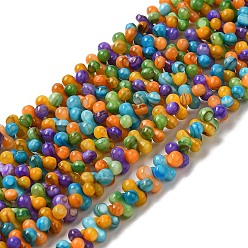 Colorful Natural Freshwater Shell Beads Strands, Dyed, Bone, Colorful, 8x4mm, Hole: 0.6mm, about 138pcs/strand, 14.57~14.96 inch(37~38cm)