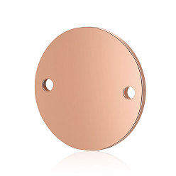 Rose Gold 201 Stainless Steel Links Connectors, Manual Polishing, Flat Round, Rose Gold, 16x1.5mm, Hole: 1mm
