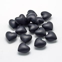 Black Food Grade Eco-Friendly Silicone Focal Beads, Chewing Beads For Teethers, DIY Nursing Necklaces Making, Heart, Black, 19x20x12mm, Hole: 2mm