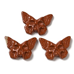 Red Jasper Natural Red Jasper Pendants, Butterfly Charms with Engraved Skull, 25.5~26x37x7~9mm, Hole: 1.5~1.6mm