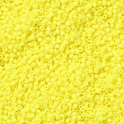 Yellow Cylinder Seed Beads, Frosted Colors, Uniform Size, Yellow, 2x1.3~1.5mm, Hole: 0.8~1mm, about 40000pcs/bag, 450g/bag