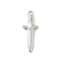 Stainless Steel Color 304 Stainless Steel Pendants, Sword Charm, Stainless Steel Color, 24.5x9x4mm, Hole: 1.5mm