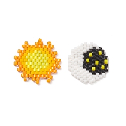 Mixed Color 2Pcs 2 Style Handmade MIYUKI Japanese Seed Beads, Loom Pattern, Sun & Moon, Mixed Color, 18.5~20.5x17.5~20.5x2mm, 1Pc/style