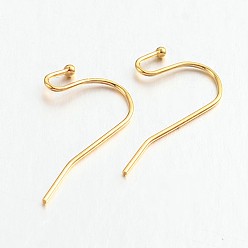 Golden Brass Earring Hooks for Earring Designs, Lead Free & Cadmium Free, Golden, 21x12mm, 21 Gauge, Pin: 0.7mm