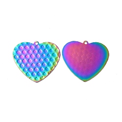 Rainbow Color Ion Plating(IP) 304 Stainless Steel Pendants, Heart Charms, Rainbow Color, 27.5x30x0.8mm, Hole: 1.6mm