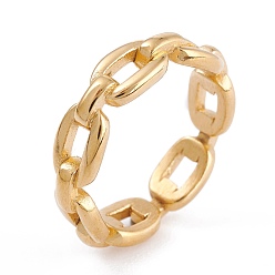 Golden Ion Plating(IP) 304 Stainless Steel Finger Rings, Cable Chain Shapes, Golden, US Size 6~9(16.5~19.8mm), 6mm 
