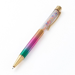 Colorful Ballpoint Pens, with Transparent Inside Colours Glass Seed Beads inside, Colorful, 14.2x1.35x1cm