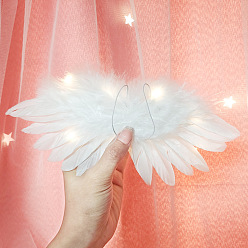 Blanc Mini poupée plume d'aile d'ange, avec corde de polyester, pour la fabrication de moppet bricolage enfants accessoires de photographie décorations accessoires, blanc, 90x210mm