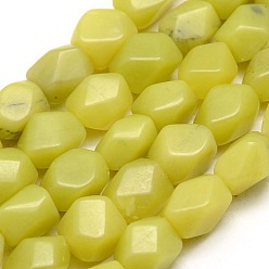 Lemon Jade Natural Lemon Jade Polygon Beads Strands, 10x7.5~9mm, Hole: 1mm, 37pcs/strand, 15.3 inch