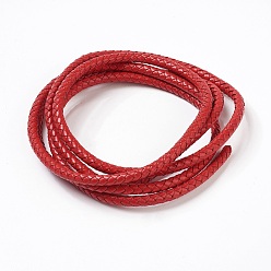Red Braided Leather Cord, Leather Jewelry Cord, Jewelry DIY Making Material, Dyed, Round, Red, 6mm, about 10.93 yards(10m)/bundle