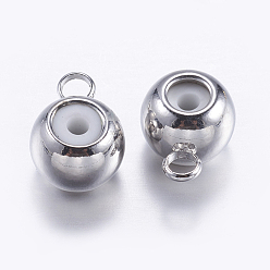 Platinum Brass Tube Bails, Loop Bails, with Rubber, Barrel, Platinum, 7x5x3.5mm, Hole: 0.7mm, Inner Diameter: 1.5mm