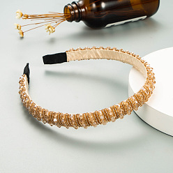 Bois Solide Serre-tête en perles de verre bling bling, accessoires de cheveux de fête pour femmes filles, burlywood, 12mm