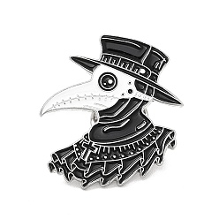 Black Plague Doctor Enamel Pin, Platinum Alloy Brooch for Clothes Backpack, Black, 31x27.5x1.5mm