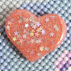 Coral Diamond Painting Magnet Cover Holders, Resin Locator, with Glitter PowderPositioning Tools, Heart, Coral, 35x35x18mm
