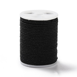 Черный Плетеные нити нейлона, мамбо нить, с катушкой, для изготовления ювелирных изделий, круглые, чёрные, 1 мм, о 6 ярдов / крен