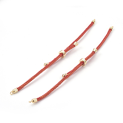 Red Adjustable Nylon Cord Slider Bracelet Making, with Brass Findings, Long-Lasting Plated, Real 24K Gold Plated, Red, 8-5/8 inch(22cm), 2~3.5mm, Hole: 1.5mm