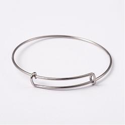 Stainless Steel Color Adjustable 304 Stainless Steel Expandable Bangle Making, Stainless Steel Color, 62mm
