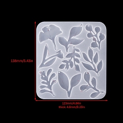 Leaf Food Grade DIY Silicone Pendant Molds, Decoration Making, Resin Casting Molds, For UV Resin, Epoxy Resin Jewelry Making, White, Leaf, 138x123x4.8mm
