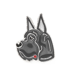 Dog Dog Enamel Pin with Brass Butterfly Clutches, Alloy Badge for Backpack Clothing, Great Dane, 24.5x19x10mm, Pin: 1.1mm