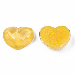 Gold Transparent Resin Cabochons, Water Ripple, Heart, Gold, 17x21x7.5mm