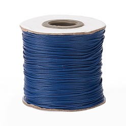Bleu De Prusse Cordon de polyester ciré, cordon perle, null, 0.5mm, environ 169.51~174.98 yards (155~160m)/rouleau