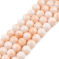 Dentelle Vieille Bicarbonate de verre peinte rangées de perles rondes, vieille dentelle, 6.5mm, Trou: 1.5mm, Environ 145 pcs/chapelet, 31.8 pouce