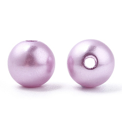 Plum Spray Painted ABS Plastic Imitation Pearl Beads, Round, Plum, 10x9.5mm, Hole: 2mm, about 1040 pcs/500g