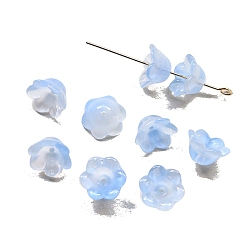 Light Sky Blue Handmade Lampwork Beads Cap, 6-Petal, Flower, Light Sky Blue, 12x7mm