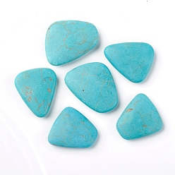 Synthetic Turquoise Synthetic Turquoise Beads, Dyed, No Hole/Undrilled, Mixed Shapes, 36.5~44x34~37x8.5~10mm, about 62pcs/bag