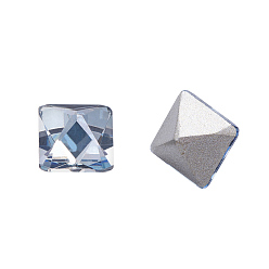 Blue Shade K9 Glass Rhinestone Cabochons, Pointed Back & Back Plated, Faceted, Square, Blue Shade, 8x8x8mm