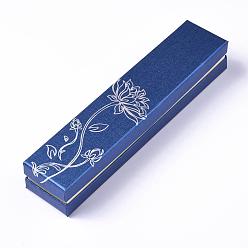 Bleu Rectangle boîtes en carton de bijoux bracelet, velours à l'intérieur, bleu, 225x48x38mm