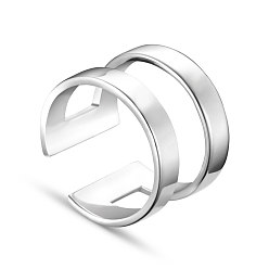 Platinum SHEGRACE Simple Fashion Rhodium Plated 925 Sterling Silver Cuff Rings, Open Rings, Platinum, Size 10, 20mm