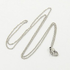 Stainless Steel Color Stainless Steel Necklaces, with Lobster Claw Clasps, Stainless Steel Color, 17.7 inch(45cm)